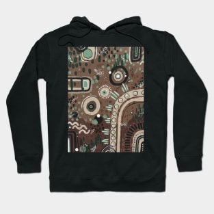 Abstract Brown and Green Pattern Hoodie